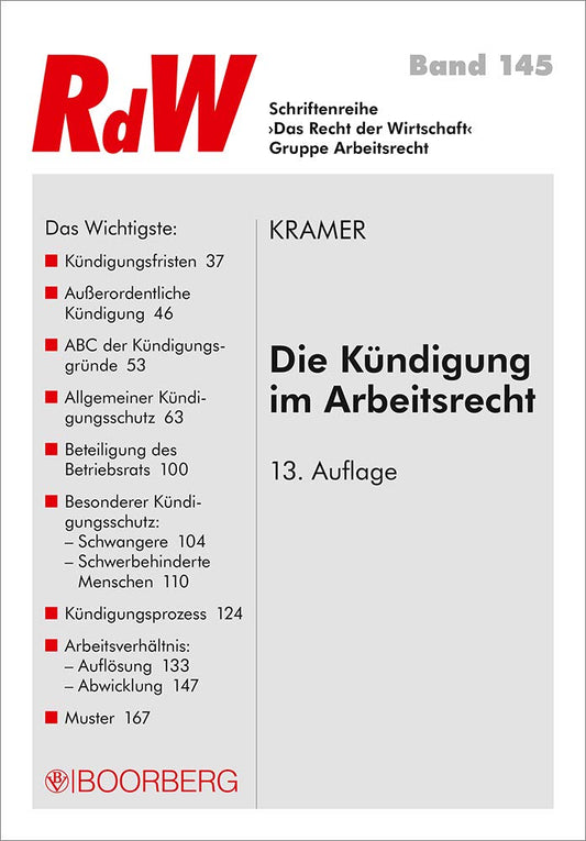 Die Kündigung im Arbeitsrecht (Das Recht der Wirtschaft) cover image